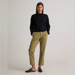 Quince Organic cotton stretch twill straight leg cropped pants Sz 14 olive